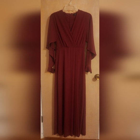 Deep canburry red chiffon long dress BCBG size 0 - Picture 6 of 6